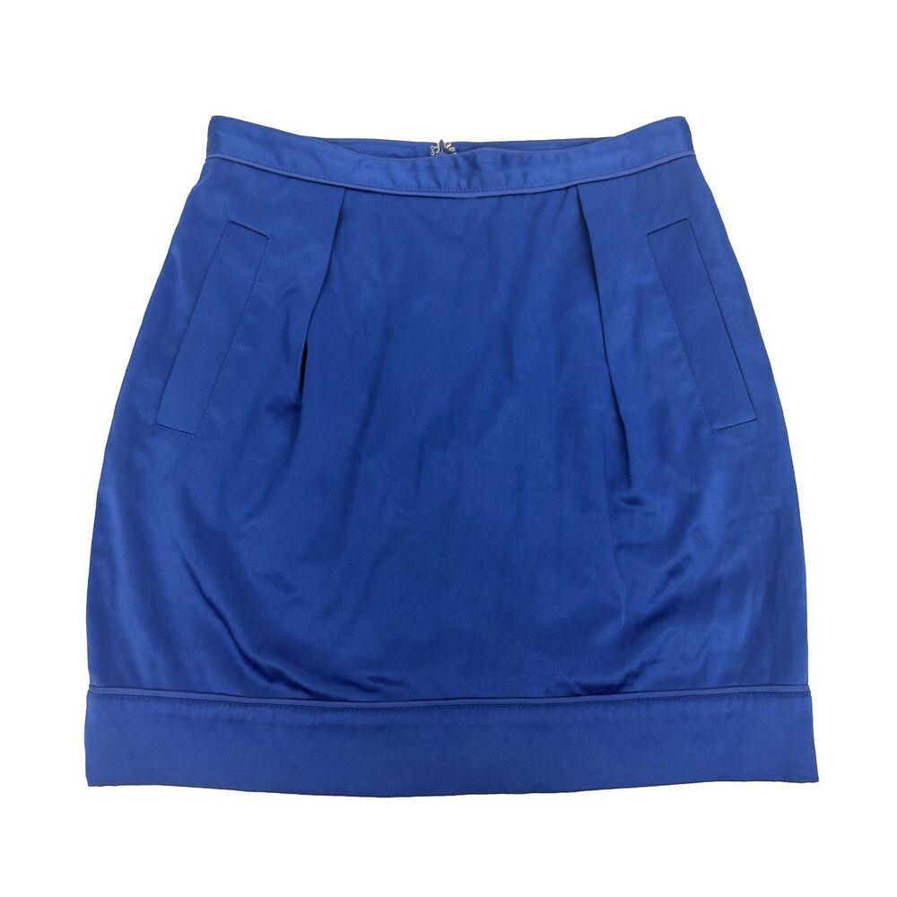 CLUB MONACO Satin Pencil Skirt 2 Royal Blue Mini Party Business Evening EUC B75
